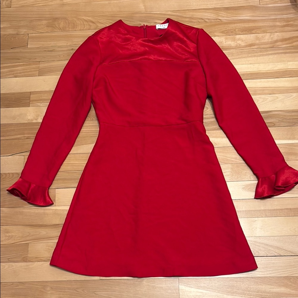 Sandro Bold Red Satin Dress